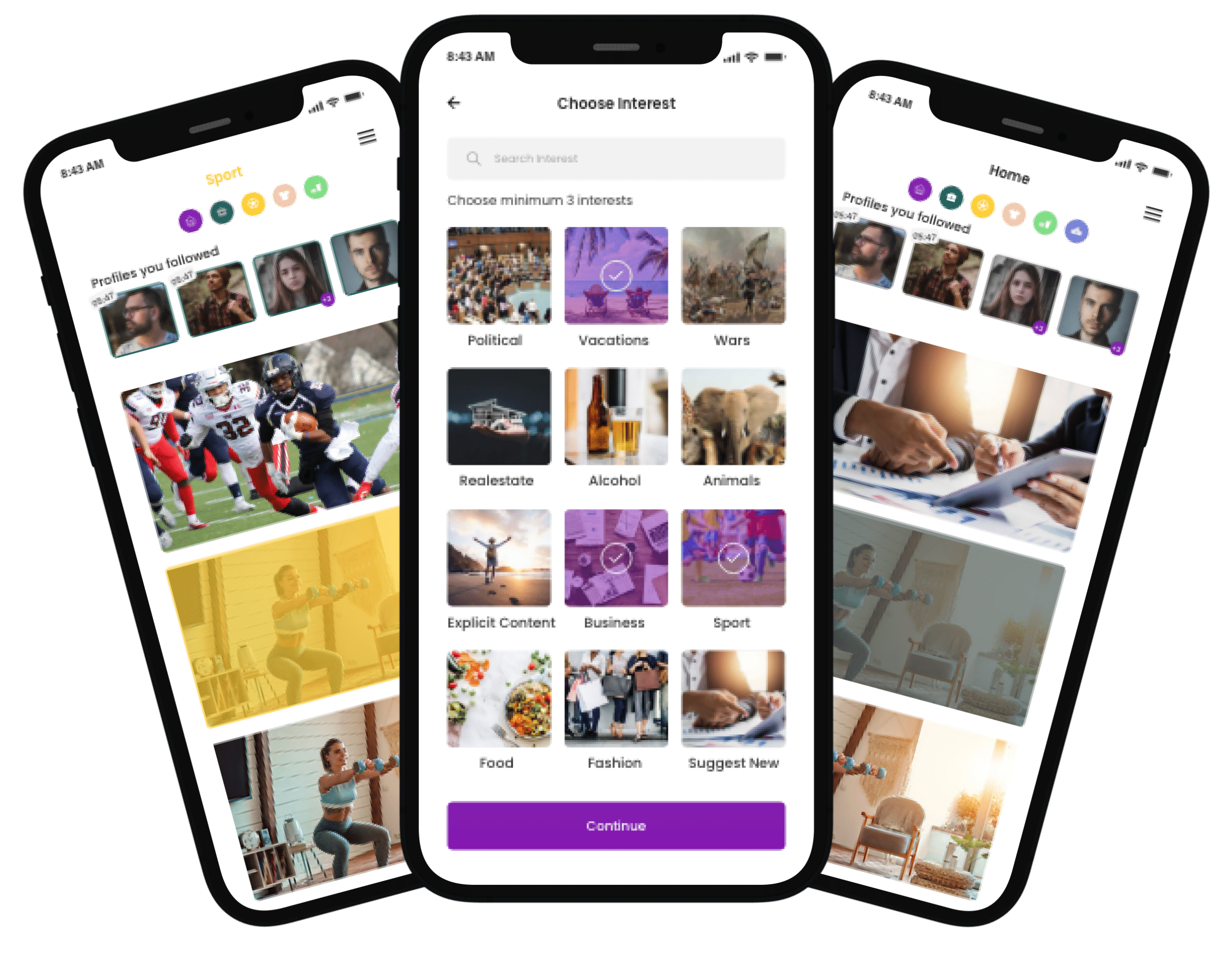 אפיינו ועיצבנו את אפליקציית PurpleX – צילום מסך ראשי